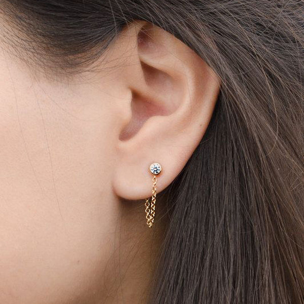 Yewelorat Geometric Zircon Gold Earrings