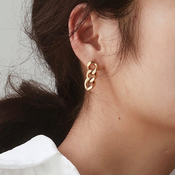 Yewelorat Vintage Cuban Link Earrings