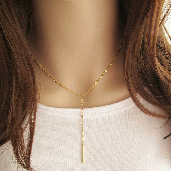 Yewelorat Gold Y-Shaped Steel Necklace