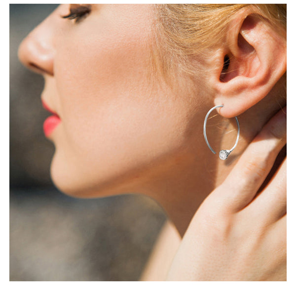 Yewelorat Silver Zircon Hoop Earrings